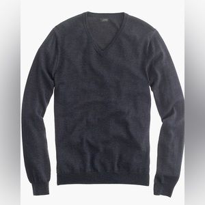 J. Crew Merino Wool Slim V-neck Sweater in Heathered Ebony Grey Men's Medium